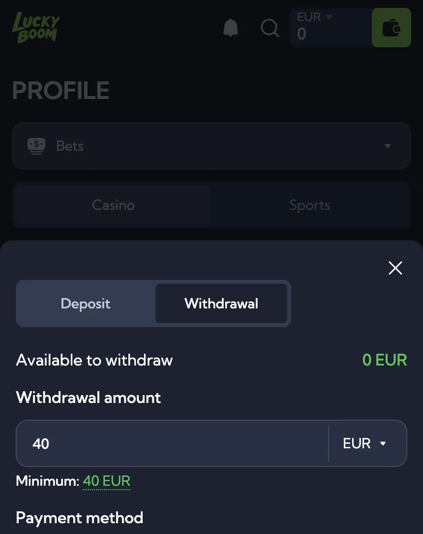 Screenshot: de kassa als schuifpaneel in de mobiele weergave