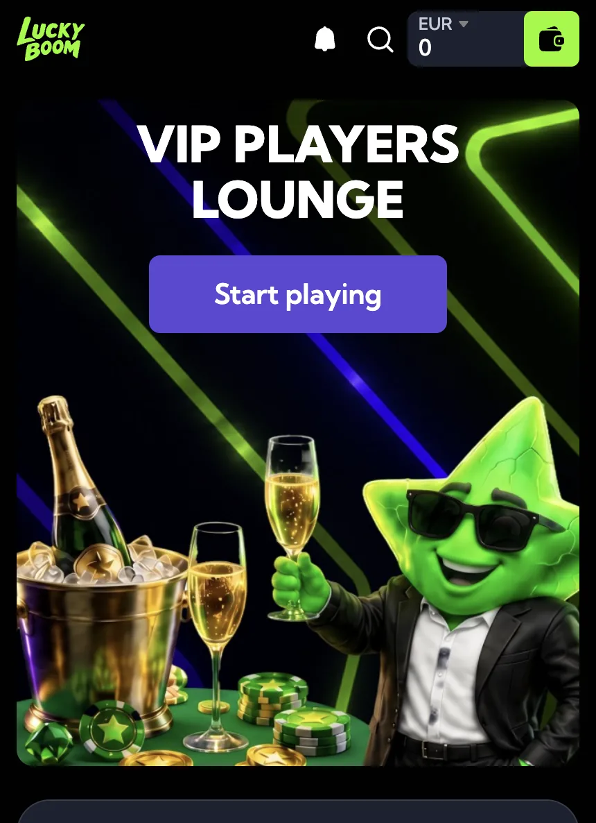 Screenshot: Start playing op de VIP-pagina