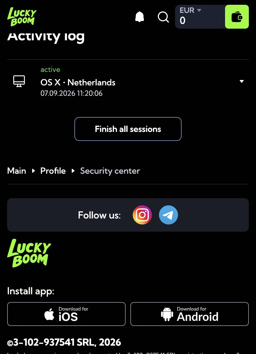 Screenshot: activiteitenlog met actieve sessies